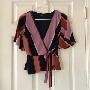 Striped wrap blouse